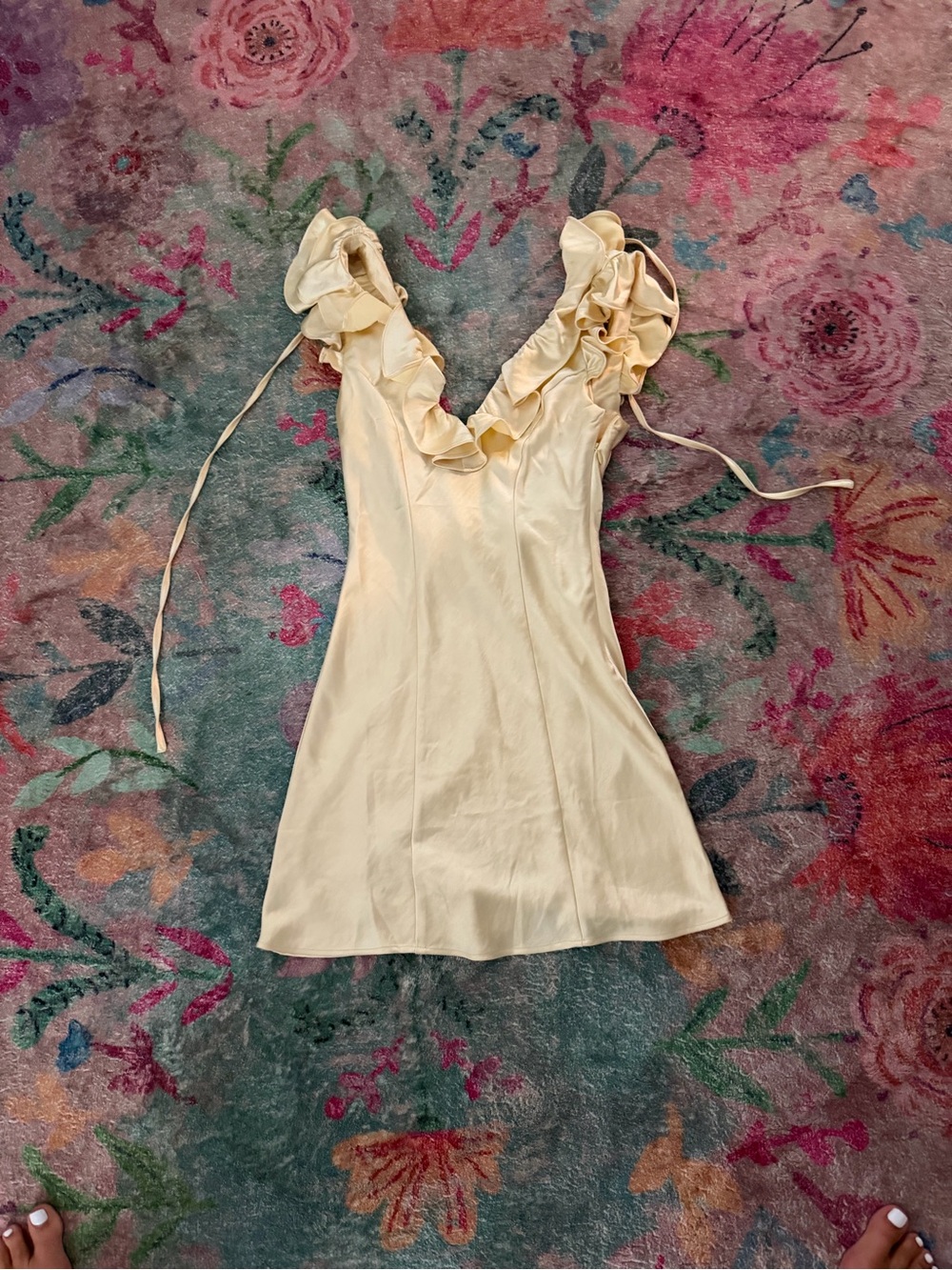 Princess Polly yellow Ruffle V-Neck Mini Dress